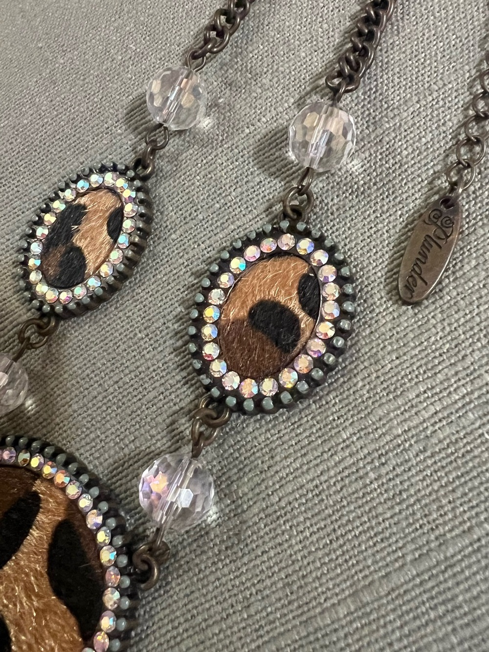Plunder Leopard Print Pendant Necklace with Crystal Bead Accents - Picture 4 of 5